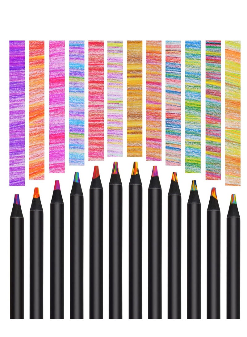 دايتويز أقلام تلوين قوس قزح 12 لونًا، لوازم فنية متعددة الألوان للمدرسة، الرسم، هدايا عيد الميلاد للكبار والصغار. - Image 1