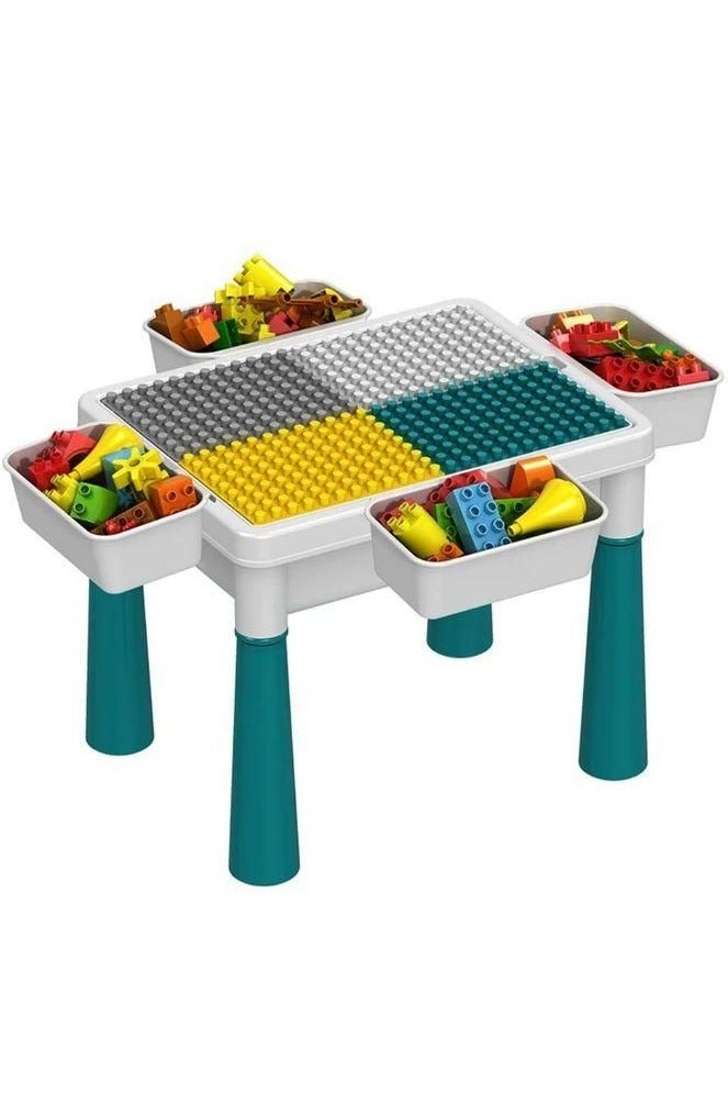 طاولة تركيب مع منزلق وكرسي + 100 قطعة – لعبة تعليمية لتنمية المهارات والإبداع - Image 3