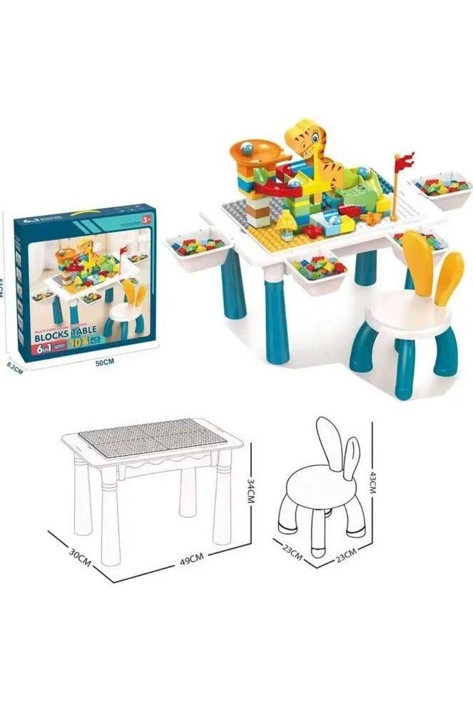 طاولة تركيب مع منزلق وكرسي + 100 قطعة – لعبة تعليمية لتنمية المهارات والإبداع - Image 2