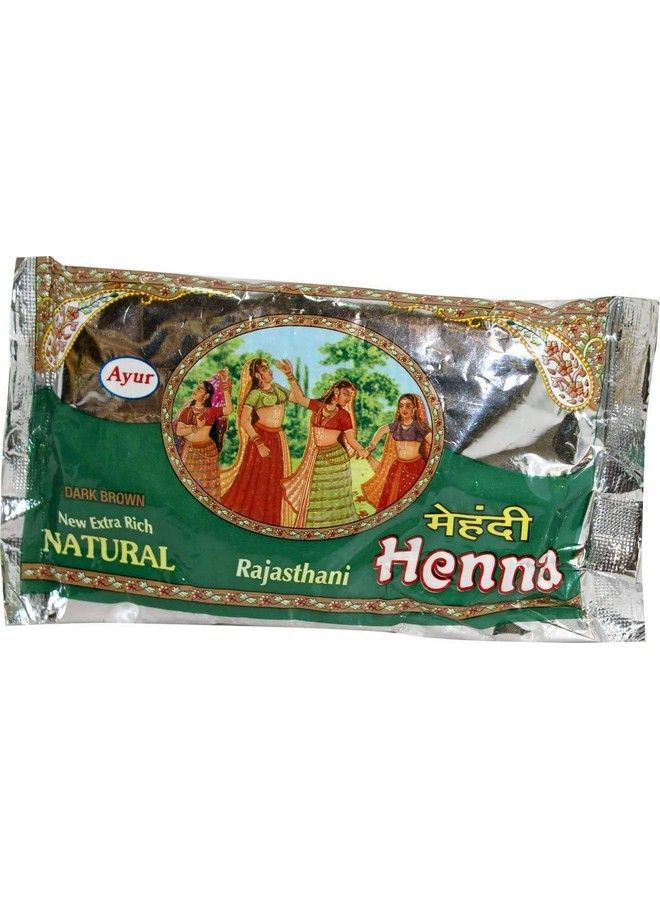 Henna Ayur Herbal Rajasthani Henna Mehndi Powder (Dark Brown) (Pack Of 6) Each 75Gm - Image 3