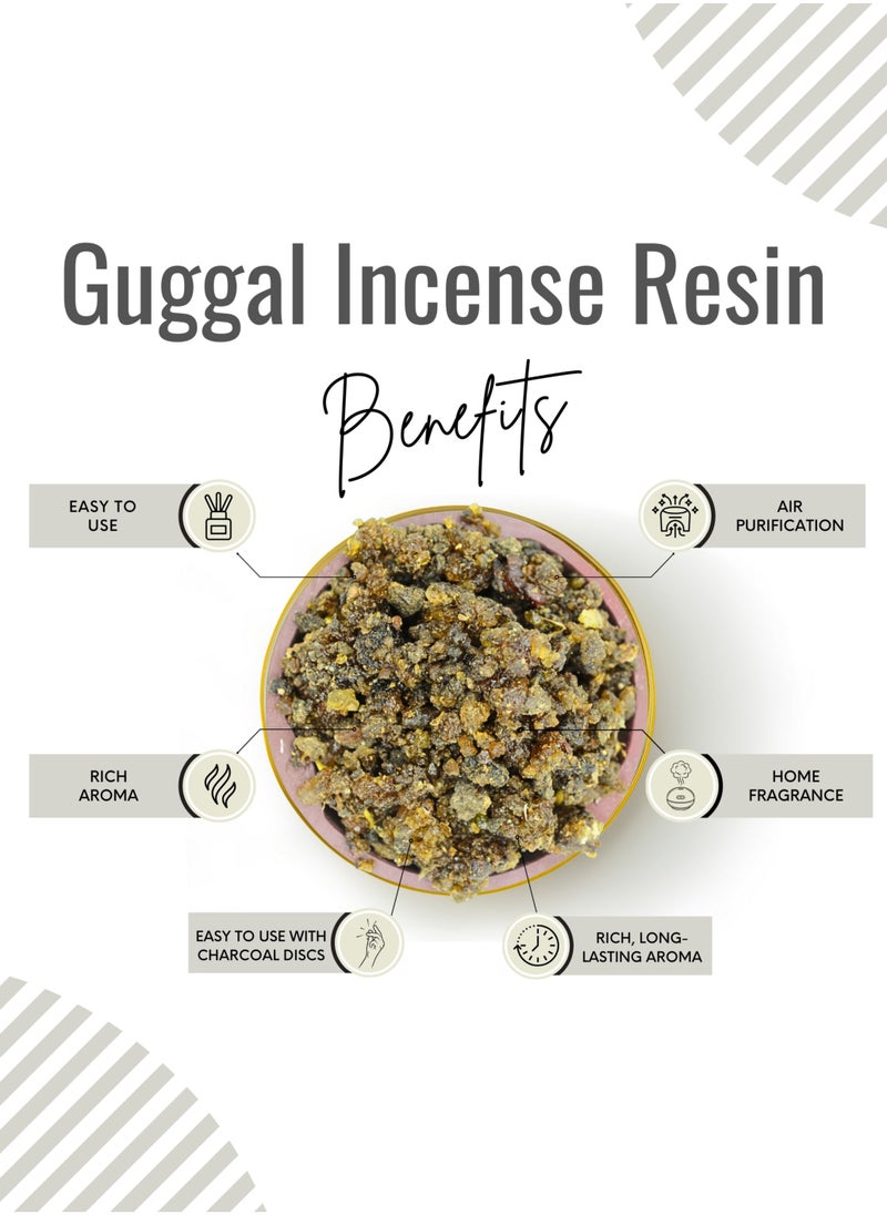 Guggal Resins | Commiphora Gum Resin with Charcoal Tablet for Aromatic Burning