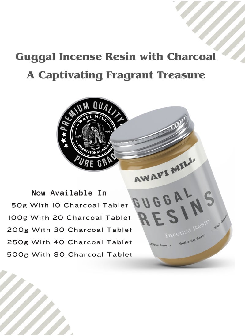Guggal Resins | Commiphora Gum Resin with Charcoal Tablet for Aromatic Burning