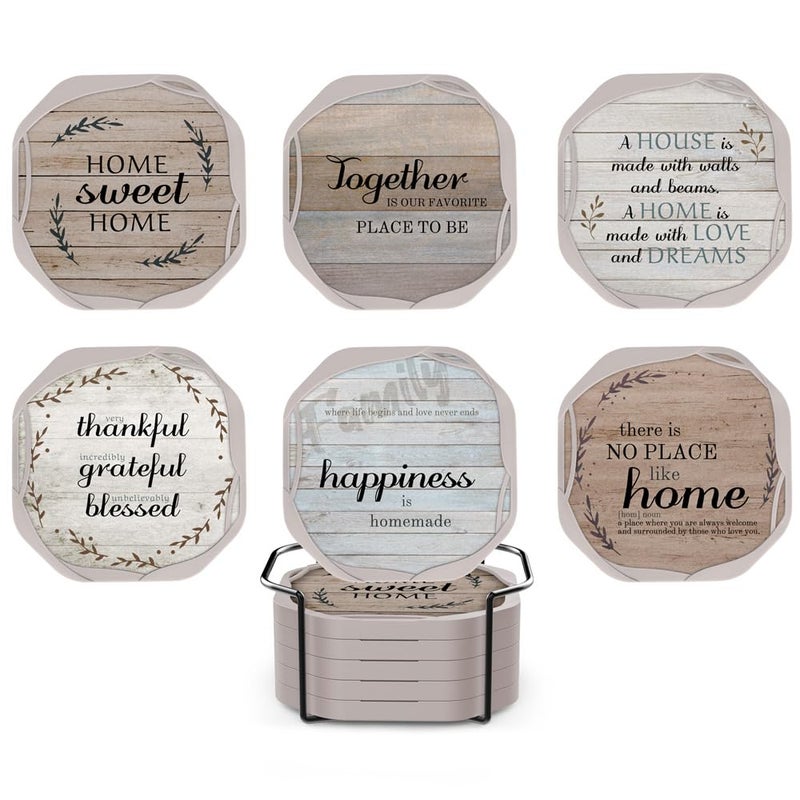 UMIRRO Absorbent Drink Coasters Housewarming Gifts for New House Sweet Home Decor Rustic Farmhouse Coffee Table Centerpiece Small Ideas for Women Mom Her Men Dad Him 4 Set of 6