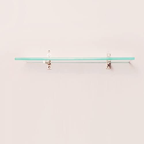 TINITALO Multi Purpose Glass Shelves Wall Mount Shelf for Bathroom Bedroom Living Room Office and Kitchen Brass Finish Transparent Dimension: 6" L x 12" H Inches Pack of 1 WS 006 - Image 4