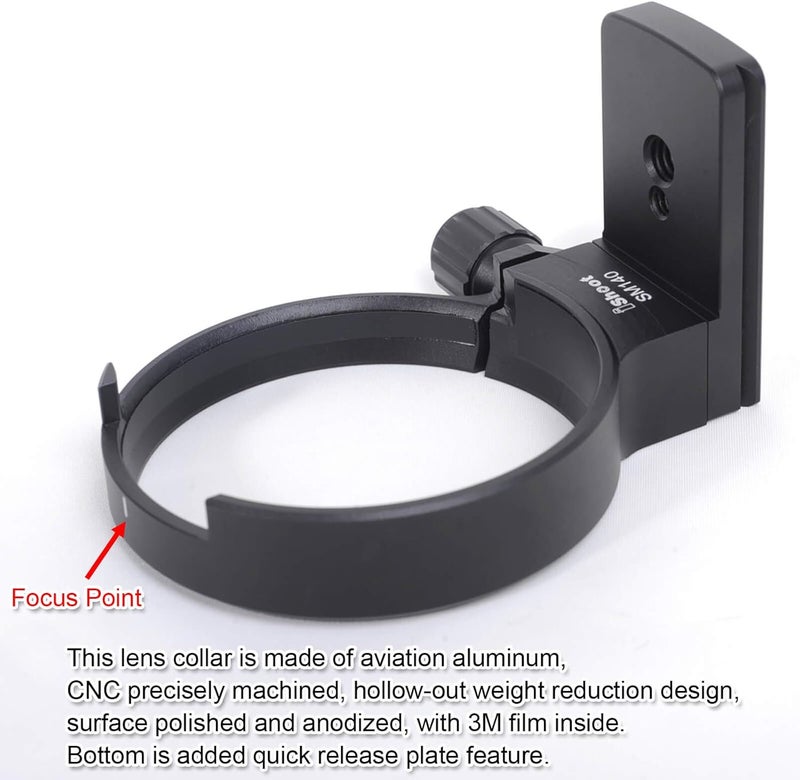 iShoot Tripod Mount Ring, Lens Collar Socket Compatible with Sigma 100-400mm f/5-6.3 DG OS HSM Contemporary Lens (EF/F Mount), Built-in Quick Release Plate for Tripod Ball Head of ARCA-Swiss Kirk Fit - Image 3