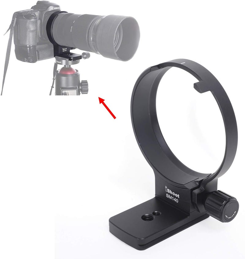 iShoot Tripod Mount Ring, Lens Collar Socket Compatible with Sigma 100-400mm f/5-6.3 DG OS HSM Contemporary Lens (EF/F Mount), Built-in Quick Release Plate for Tripod Ball Head of ARCA-Swiss Kirk Fit - Image 1