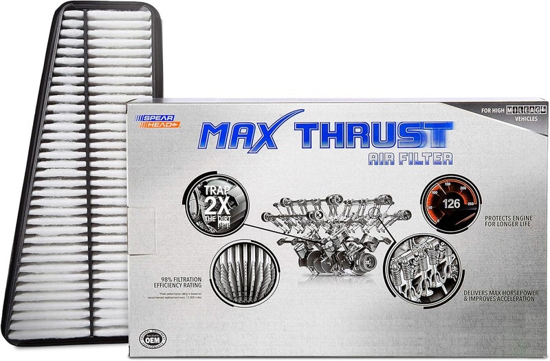 SPEARHEAD MPG Defense Max Thrust Engine Air Filter For All Mileage Vehicles, Fits Like OEM, Restores MPG & Acceleration (MT-683) - Image 1