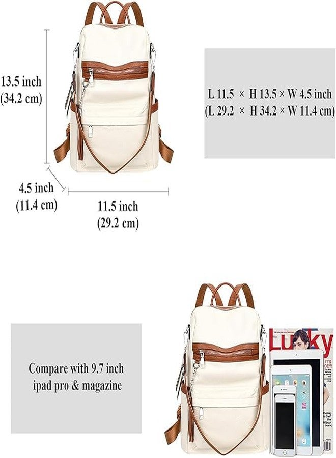 Fabcraft Women’s Leather Backpack Purse Stylish Fashion Shoulder Bag Lightweight Durable Multipurpose Daypack for Travel Work College Office Shopping Casual Outings with Anti-Theft Pocket (White) - Image 5