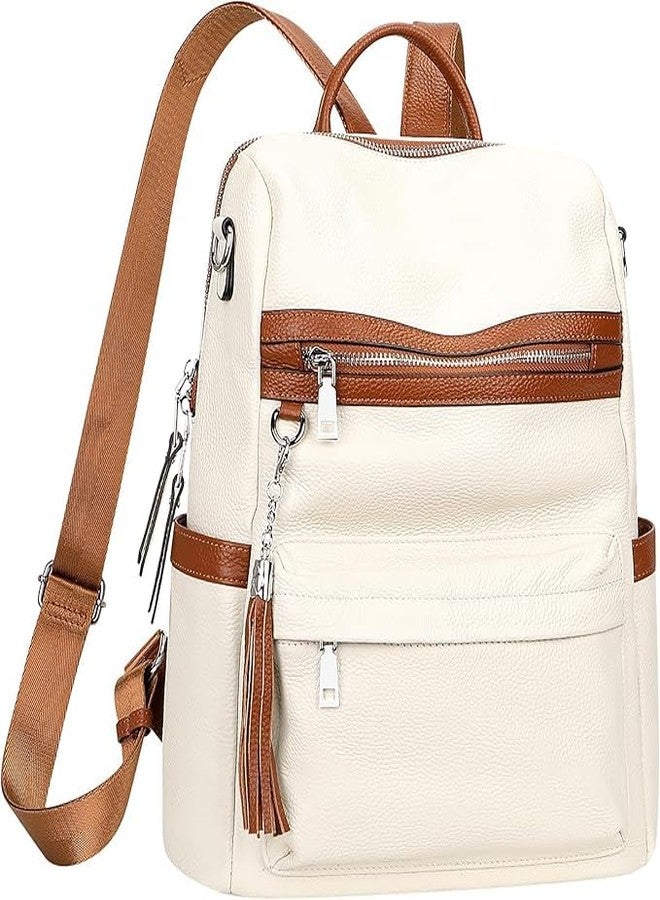 Fabcraft Women’s Leather Backpack Purse Stylish Fashion Shoulder Bag Lightweight Durable Multipurpose Daypack for Travel Work College Office Shopping Casual Outings with Anti-Theft Pocket (White) - Image 2