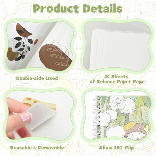 YUATCYA Large Sticker Collecting Book Storage Album 8.5 x 11 Inch Reusable Stickers Organizer Collection Notebook with 40 Sheets Blank Release Paper Letter Size (Picnic) - Image 3