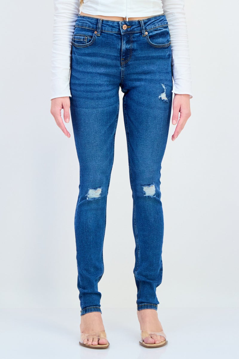 VERO MODA I Scenery By Vero Moda Women Skinny Fit Rip Stretchable Jeans, Blue  - Image 1