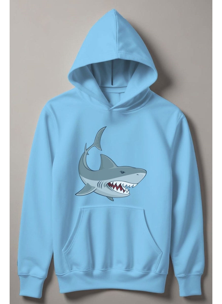 Myada - Shark Printed Hooded Kids Sweatshirt 12490 - Image 1