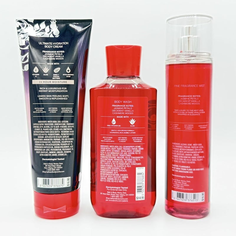 Forever Red Vanilla Rum 3Piece Bath Body Bundle Ultimate Hydration Body Cream Body Wash and Fine Fragrance Mist - Image 2