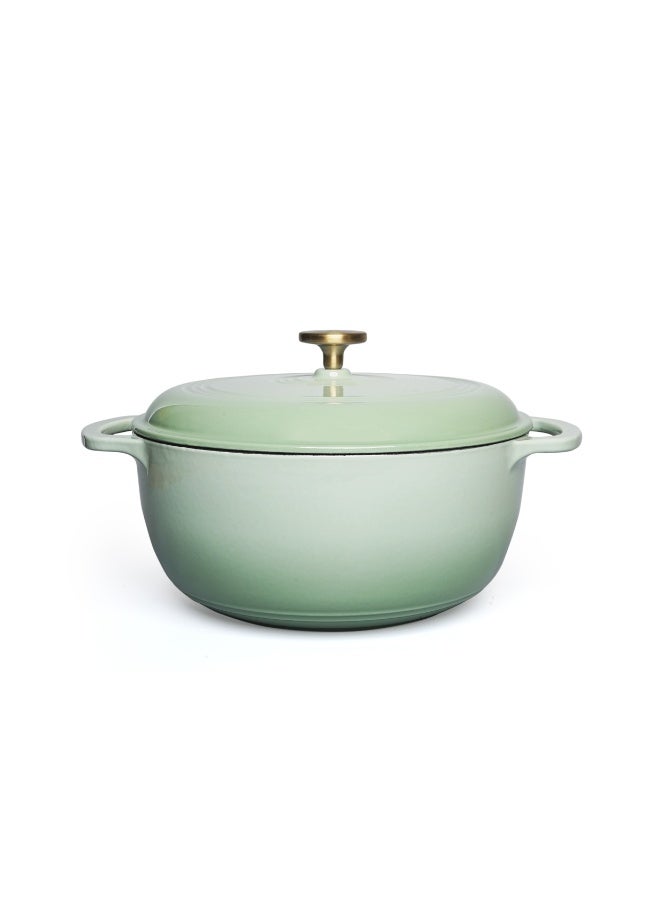 فاف VAV GET 6QT Enameled Cast Iron Round Dutch Oven, Family Style Heavy-Duty Pre-Seasoned Cookware, Healthy & Safe Non-Stick, Oven & Stovetop Safe – Sage Green - Image 1