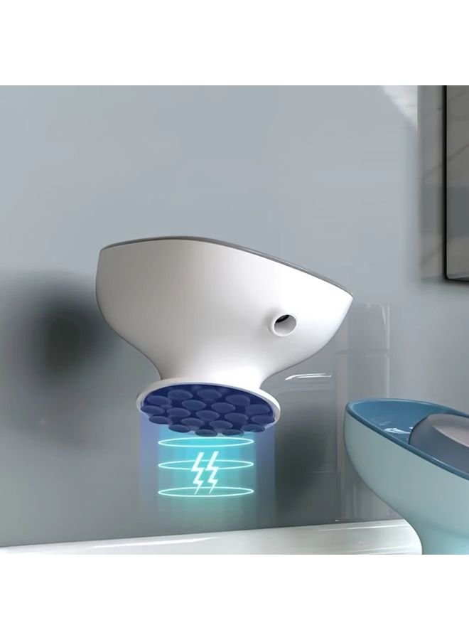 Gray Wall Mounted Oval Soap Holder With Drain Adjustable Angle Plastic Soap Dish - Image 5
