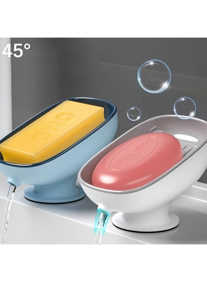 Gray Wall Mounted Oval Soap Holder With Drain Adjustable Angle Plastic Soap Dish - Image 1