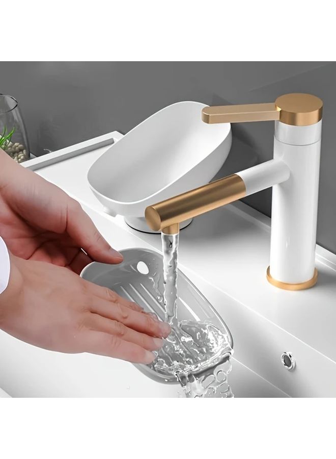 Gray Wall Mounted Oval Soap Holder With Drain Adjustable Angle Plastic Soap Dish - Image 2