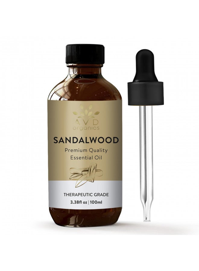 AVD Organics AVD Organics Sandalwood Essential Oil for Diffuser - Premium Quality Therapeutic Grade Sandalwood Oil | for Skin & Focus, Woody and Earthy Aroma for Clarity, Aromatherapy- 3.38 fl. Oz  - Image 1
