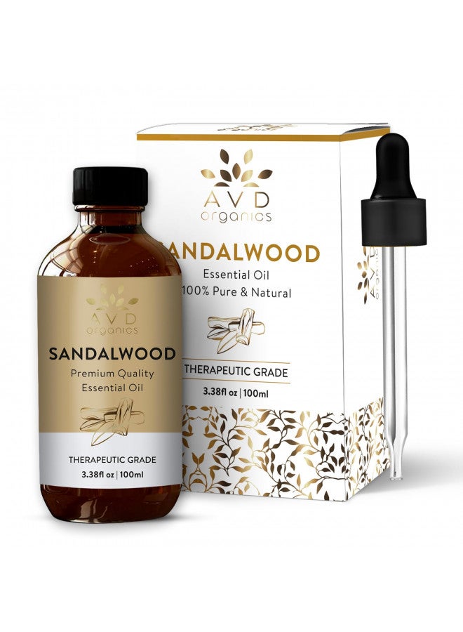 AVD Organics AVD Organics Sandalwood Essential Oil for Diffuser - Premium Quality Therapeutic Grade Sandalwood Oil | for Skin & Focus, Woody and Earthy Aroma for Clarity, Aromatherapy- 3.38 fl. Oz  - Image 2