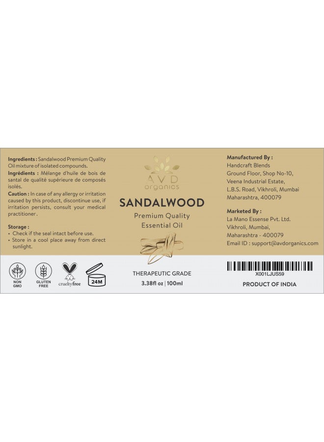 AVD Organics AVD Organics Sandalwood Essential Oil for Diffuser - Premium Quality Therapeutic Grade Sandalwood Oil | for Skin & Focus, Woody and Earthy Aroma for Clarity, Aromatherapy- 3.38 fl. Oz  - Image 3