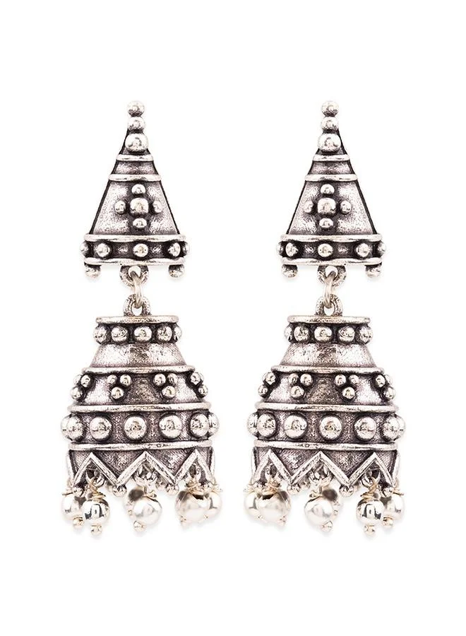 فويلا Rava Ball Oxidized Gungroo Drop Jhumka Earrings