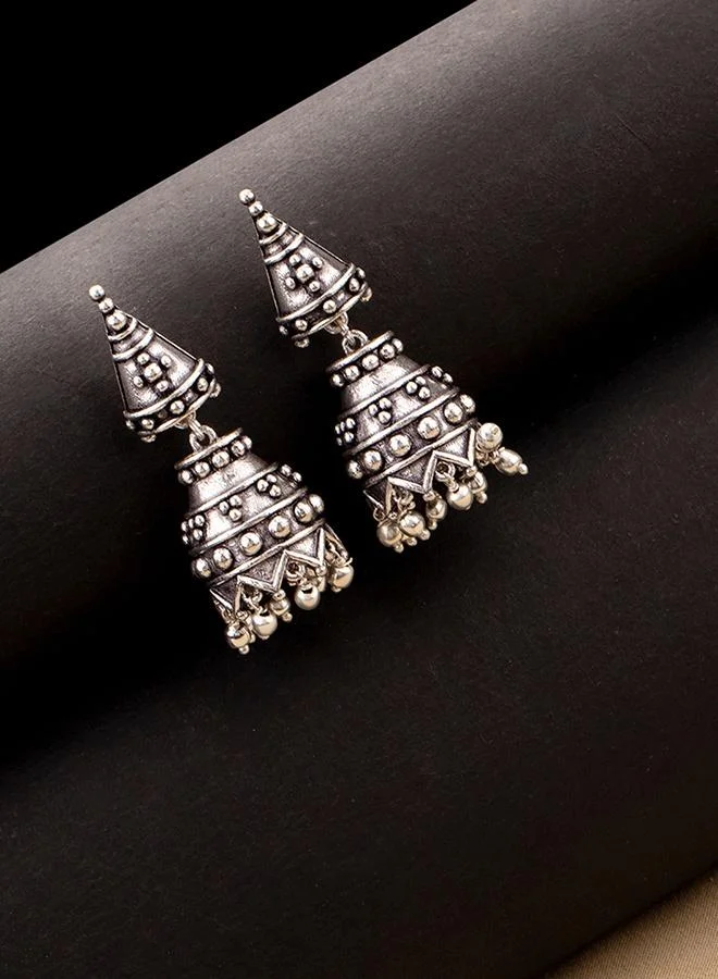 فويلا Rava Ball Oxidized Gungroo Drop Jhumka Earrings