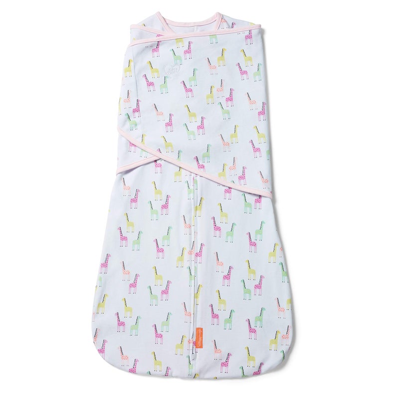 Ingenuity by SwaddleMe Arms Free Convertible Swaddle, Size Extra Large, for Ages 6-9 Months, 18-24 Pounds, Up to 30 Inches Long, 1-Pack Baby Swaddle Wrap - Pink Giraffes - Image 1