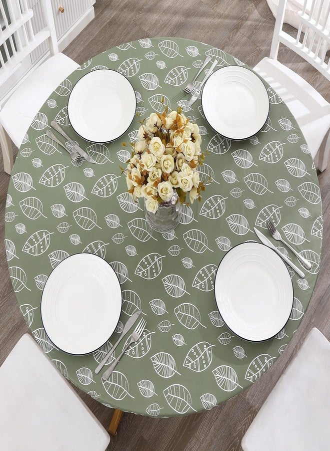 Walrus Round Vinyl Fitted Tablecloth with Flannel Backing Elastic Edge Design Table Cover Waterproof Oil-Proof PVC Table Cloth Stain-Resistant Best for 57"-66" Round - Image 1