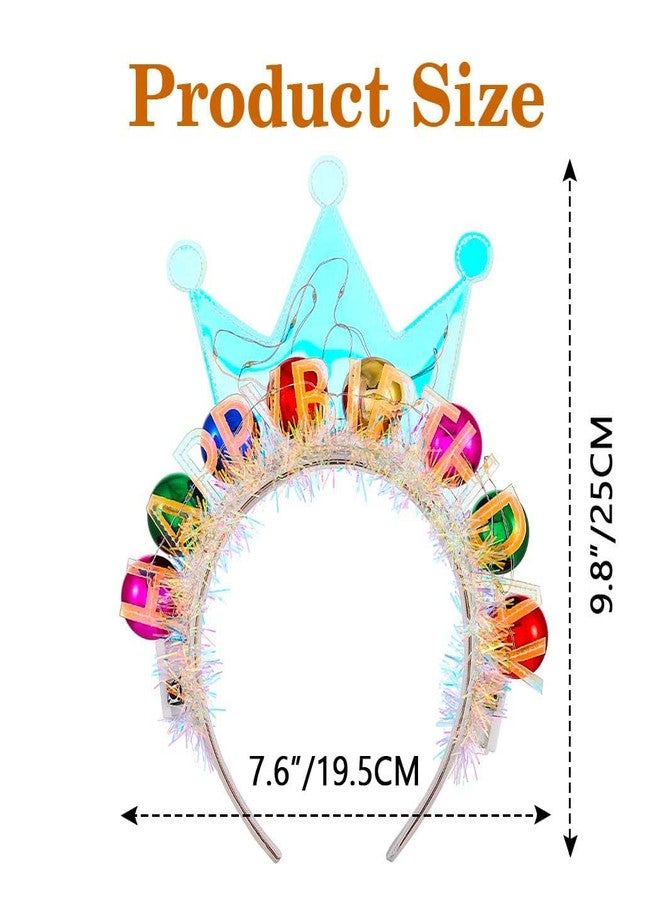 Zoestar Light Up Happy Birthday Crown Headband Glow Ball Hair Bands Sparkly Birthday Party Hair Accessories Women(Colorful) - Image 5