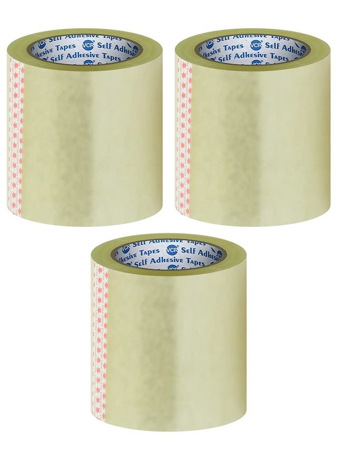 VCR Self Adhesive Transparent Cello Tape - 65 Meters in Length - 96mm / 4" Width - 3 Rolls Per Pack - BOPP Industrial Packaging Tape for E-Commerce Box Packing, Office and Home use - Image 1