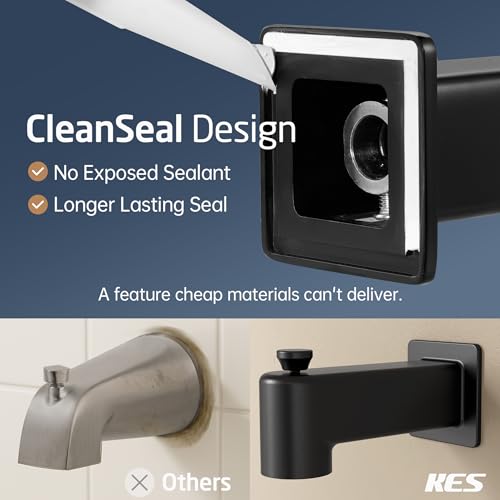 Kes All Metal Tub Spout with Diverter, KES 5-3/8 Inch Bath Tub Faucet Replacement with Stainless Steel Extension Nipple, Black Shower Slip-on Bathtub Faucet for 1/2 Inch Copper Pipe, PTSN300-BK - Image 4