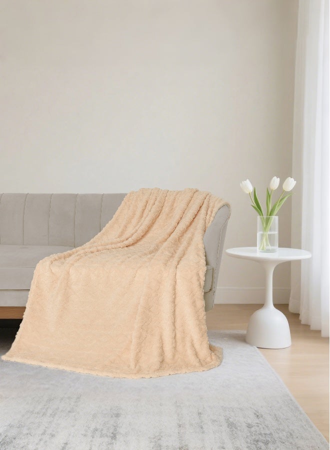 Noon East Fleece Throw Blanket - 280 GSM 100% Polyster Cozy Soft Lightweight Fuzzy Throw Blanket, Taupe, 150x200cm - Image 3