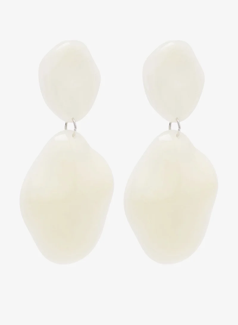 Ella White Chunky Resin Detail Drop Down Earrings for Women | Best Price UAE