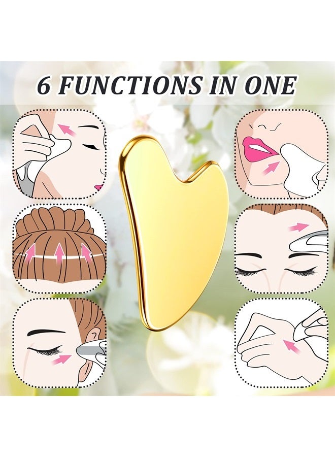 Nuanchu Stainless Steel Gua Sha Facial Tools Guasha Tool for Face Metal Gua Sha Tighten Skin Heart Massage Guasha Beauty Tool for Body Eyes Neck Massager with Travel Pouch (Gold)  - Image 3