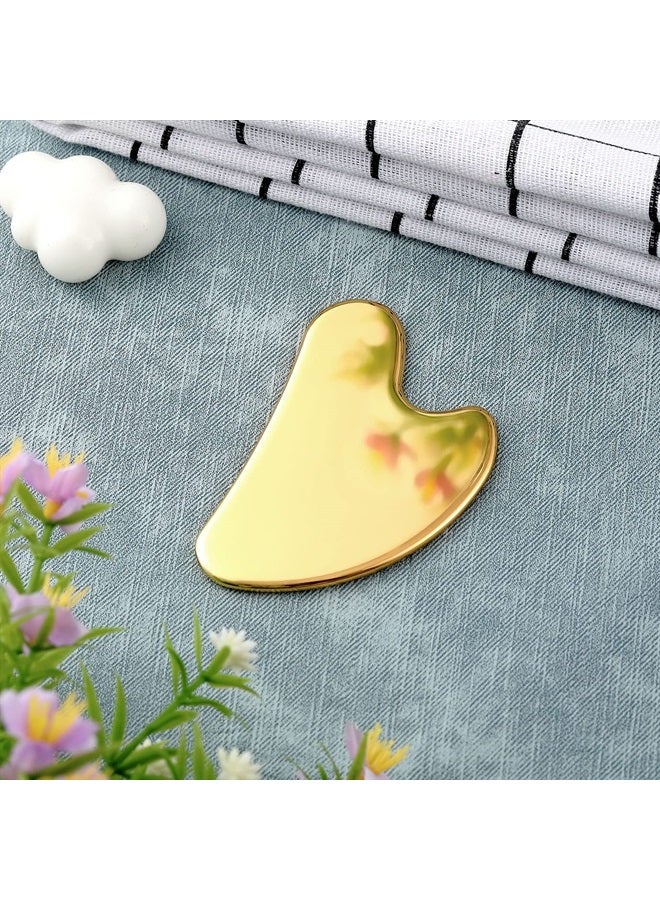 Nuanchu Stainless Steel Gua Sha Facial Tools Guasha Tool for Face Metal Gua Sha Tighten Skin Heart Massage Guasha Beauty Tool for Body Eyes Neck Massager with Travel Pouch (Gold)  - Image 1