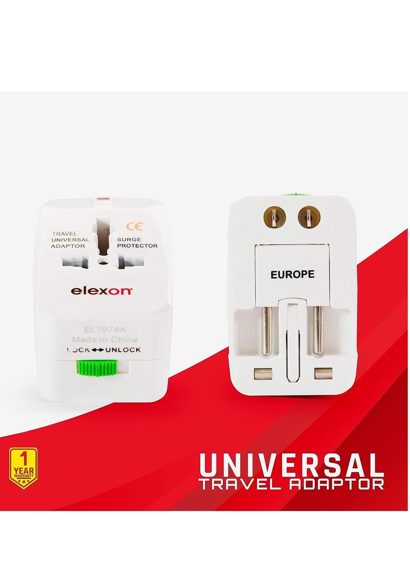 Multi Power Adapter with Surge Protection, Universal Plug with Power Indicator light, AC Outlet Power Plug Adapters for International - 150+ Countries (EL 7974A) - 1 year Warranty