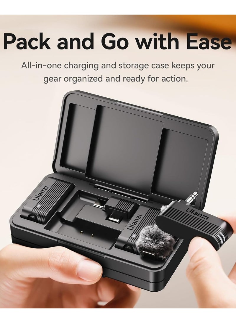 ULANZI A100 Wireless Lavalier Microphone – Clip-On Lapel Mic with USB-C/3.5mm/Plug for Camera & Phone, 32KHz 16Bit, Noise Cancellation, 13.5-Hour Battery, Ideal for Video, Podcast, Vlog & YouTube - Image 3