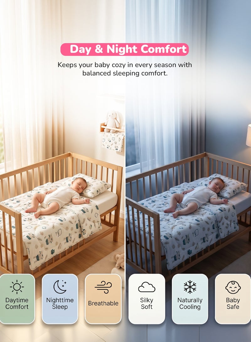 BAYBEE 110X90CM Baby Tencel Quilt Blanket for Baby with Pillow, Ultra Soft Breathable Baby Blanket for Boys Girls | Thin Baby Bed with Pillow | Infant Toddler Newborn Receiving Blankets for Crib Stroller | Baby Bedding Set for New Born Babies - A - Image 4