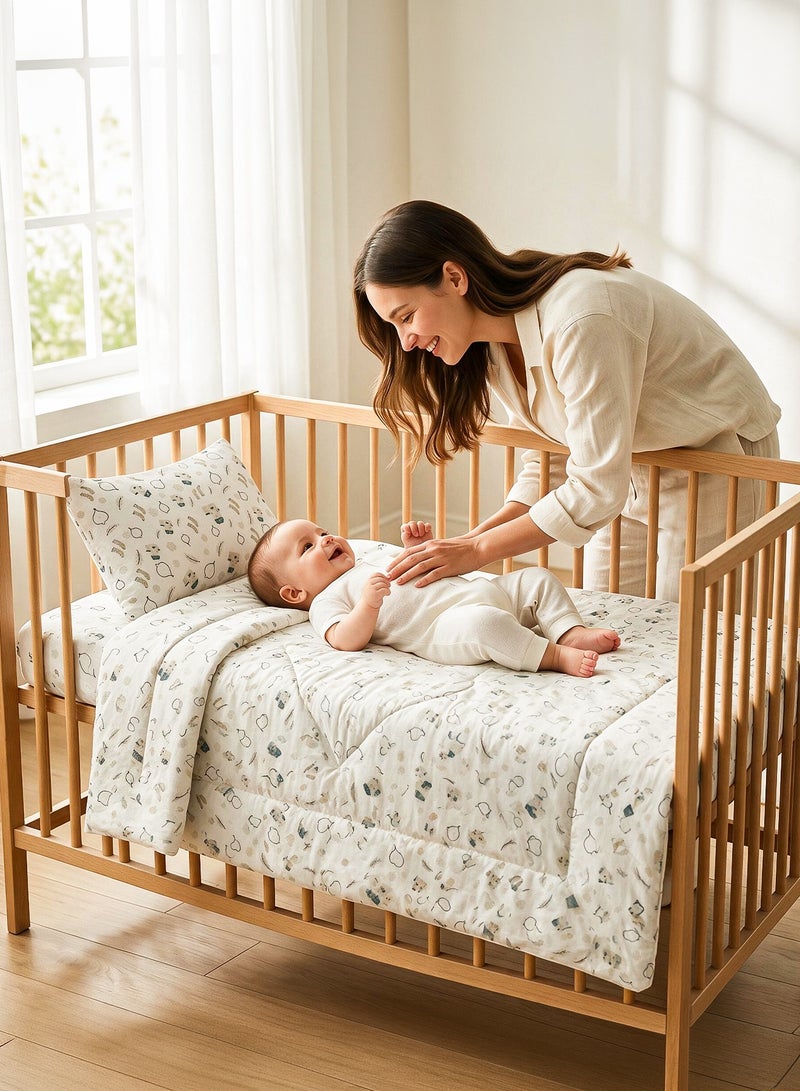 BAYBEE 110X90CM Baby Tencel Quilt Blanket for Baby with Pillow, Ultra Soft Breathable Baby Blanket for Boys Girls | Thin Baby Bed with Pillow | Infant Toddler Newborn Receiving Blankets for Crib Stroller | Baby Bedding Set for New Born Babies - A - Image 1