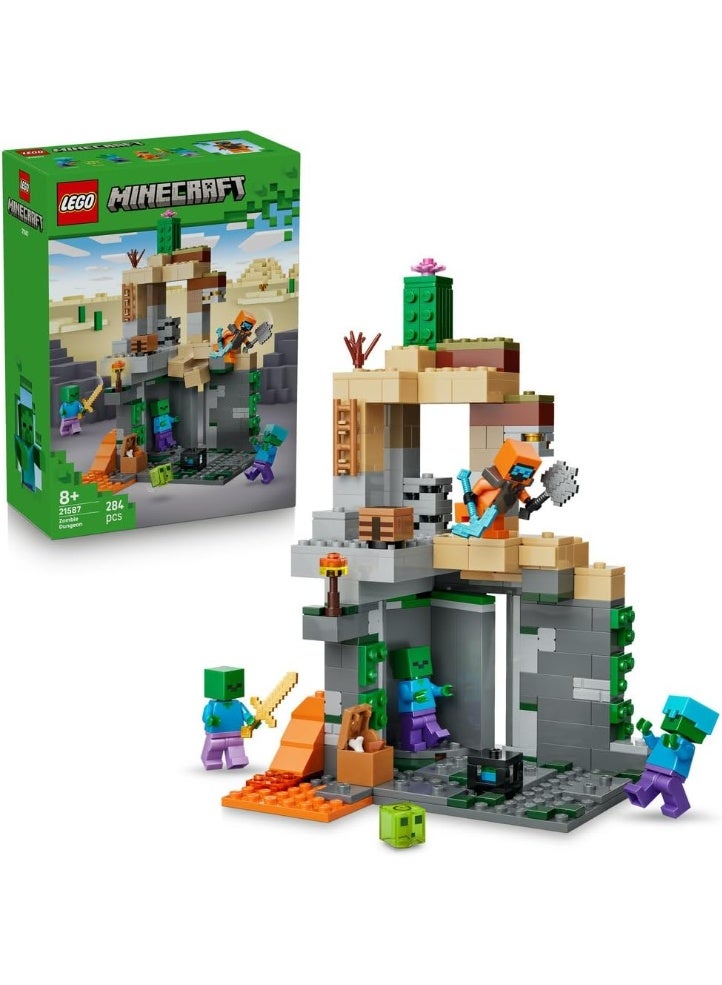LEGO Minecraft Zombie Dungeon - Interactive Toy with a Wanderer Minifigure, 3 Zombie Figures, a Slime & Crafting Table - Gaming Gift for 8+ Year Old Boys & Girls - 21587 - Image 1