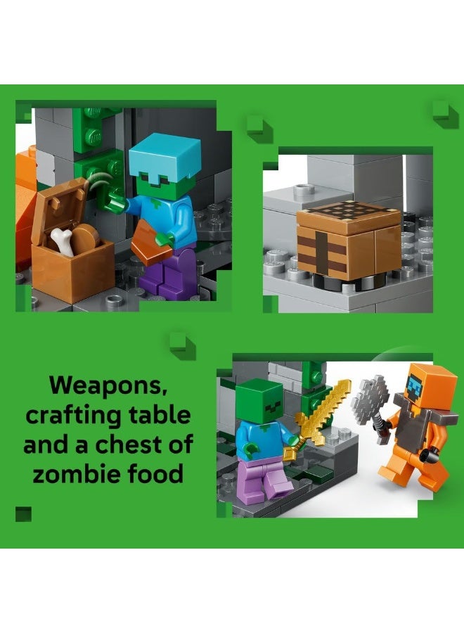 LEGO Minecraft Zombie Dungeon - Interactive Toy with a Wanderer Minifigure, 3 Zombie Figures, a Slime & Crafting Table - Gaming Gift for 8+ Year Old Boys & Girls - 21587 - Image 3