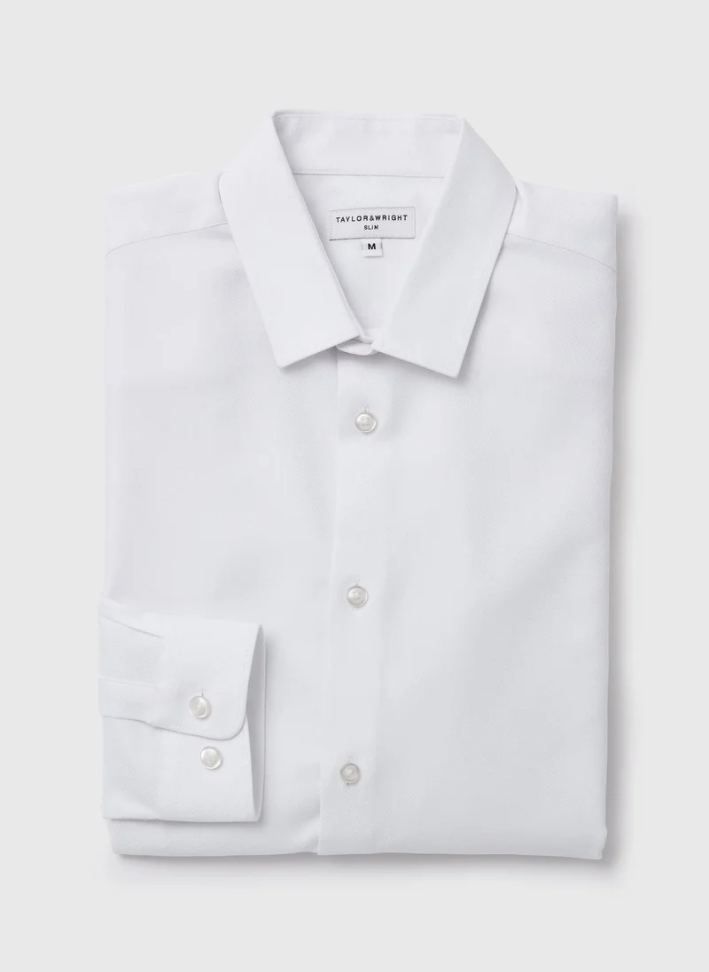 Matalan Taylor & Wright White Slim Fit Twill Shirt