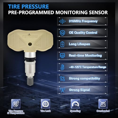 POHILA TPMS Sensor for GM,Tire Pressure Monitoring System Sensor TPMS Replacement for GM Chevrolet Chevy GMC Cadillac, Replaces# 15114379 15122618 4-Pack - Image 2