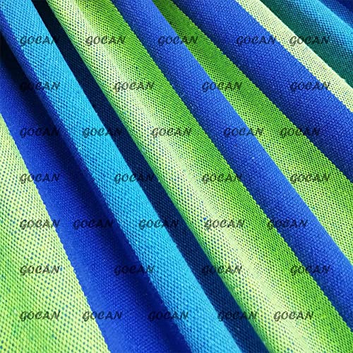 GOCAN Brazilian Double Hammock 2 Person Extra Large 220x160cm Total Length 330cm Load 500lb Canvas Cotton Hammock for Patio Porch Garden Backyard Lounging Outdoor and Indoor(Blue/Green) XXL - Image 3