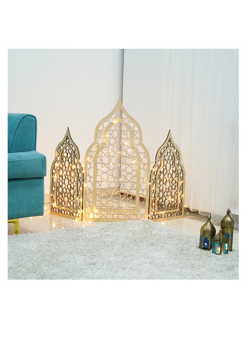 هلالفل حامل عرض مسجد خشبي أنيق للديكور المنزلي الإسلامي في عيد الفطر وحفلات الزفاف | خشب الزيزفون، قطعة ديكور إسلامية لغرفة المعيشة وغرفة النوم والصالات | عرض مسجد مثبت على الأرض. - Image 2