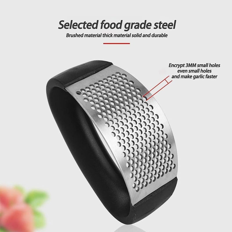 Darvio Stainless Steel Garlic Press Rocker with Ergonomic Black Handle Onion Crusher Ginger Chopper Home Kitchen Cooking Gadget Household Essential Outdoor Mince Tool Pack of 2 - Image 5