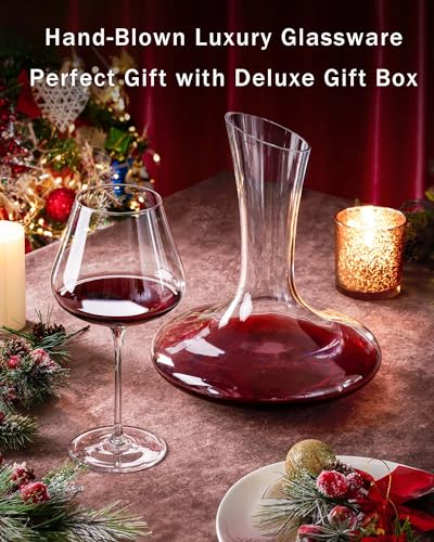 JBHO Set of 4-21 Ounce Hand Blown Italian Style Crystal Burgundy Wine Glasses - Lead-Free Premium Crystal Clear Glass - Gift-Box for any Occasion - Image 2