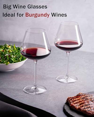 JBHO Set of 4-21 Ounce Hand Blown Italian Style Crystal Burgundy Wine Glasses - Lead-Free Premium Crystal Clear Glass - Gift-Box for any Occasion - Image 3