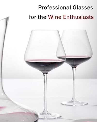 JBHO Set of 4-21 Ounce Hand Blown Italian Style Crystal Burgundy Wine Glasses - Lead-Free Premium Crystal Clear Glass - Gift-Box for any Occasion - Image 4