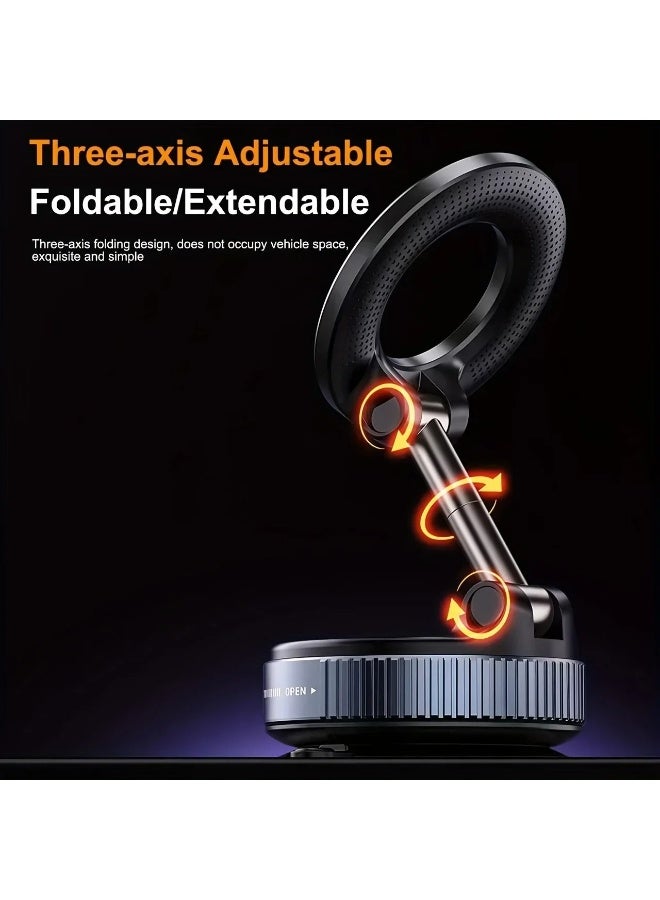 Vacuum Suction Magnetic Phone Holder, 2025 Upgraded Foldable Retractable Suction Cup Car Phone Mount for Magsafe, 360° Adjustable Magnetic Phone Stand for Cars/Gyms/Mirrors/Smooth Surface - Image 3